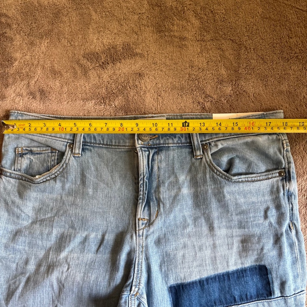 Loft Patchwork Boyfriend Jeans Light Wash Raw Hem Denim Size 30 10 NEW - Picture 8 of 11